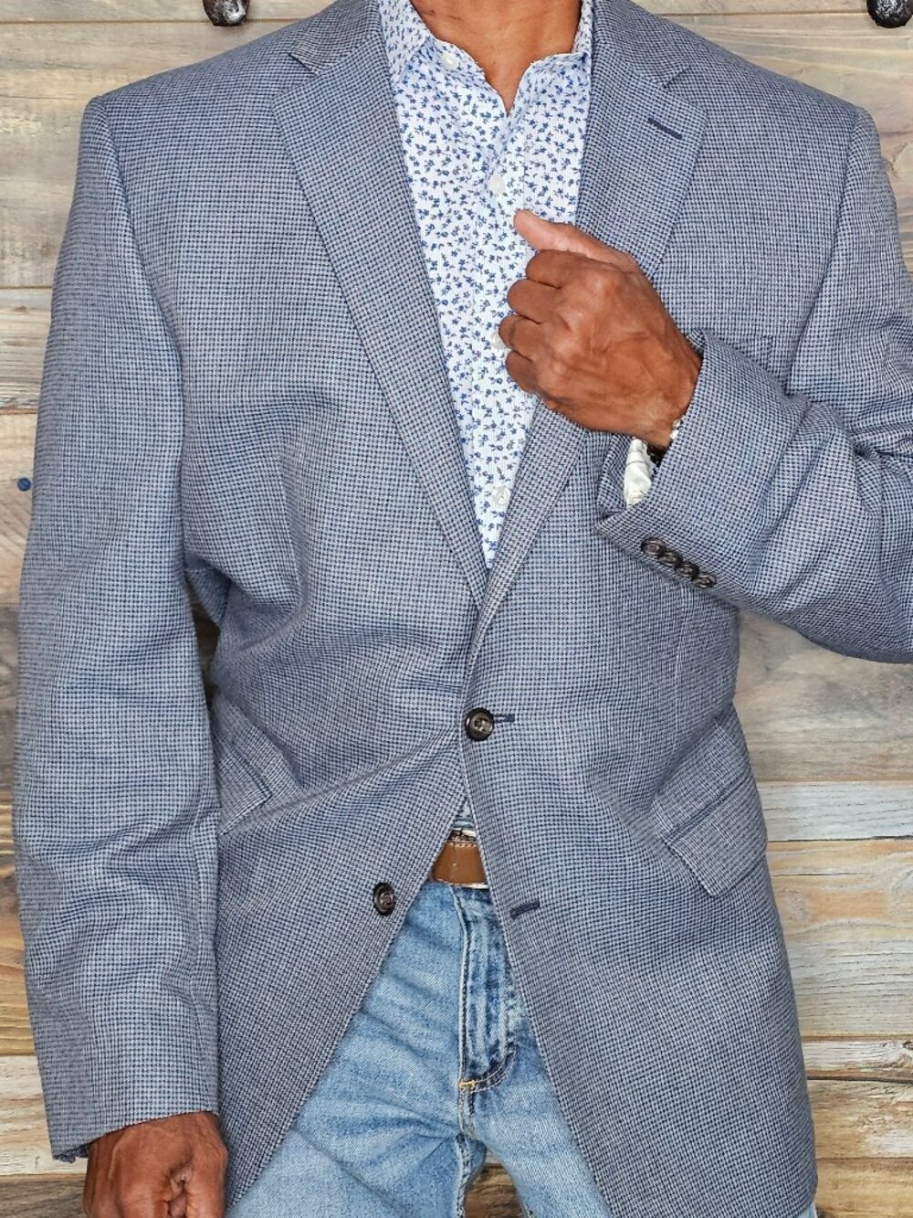 Ralph Lauren Blue Houndstooth Sport Jacket Blazer 44L